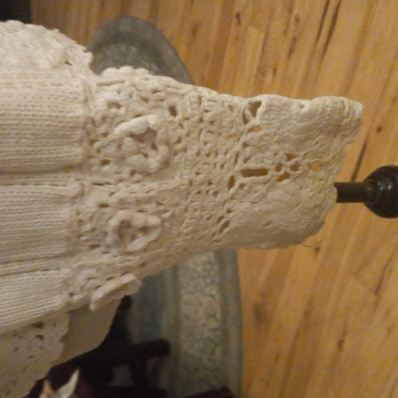 A soft cream, lacey sweater.button down front - Picture 4 of 5